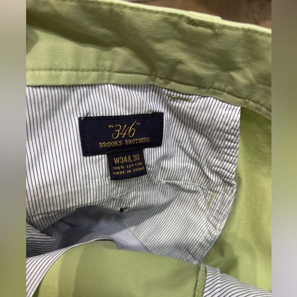 Brooks Brothers Size W34/L30 Green Chinos Straight-Leg Classic - Picture 2 of 7